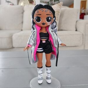 Silver & Pink Fashion Doll with Black Outfit - Kids Toy